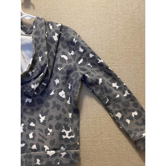 Sweatshirt Hoodie Girl's 6/6X Gray Leopard with Pink sequins - Picture 11 of 12